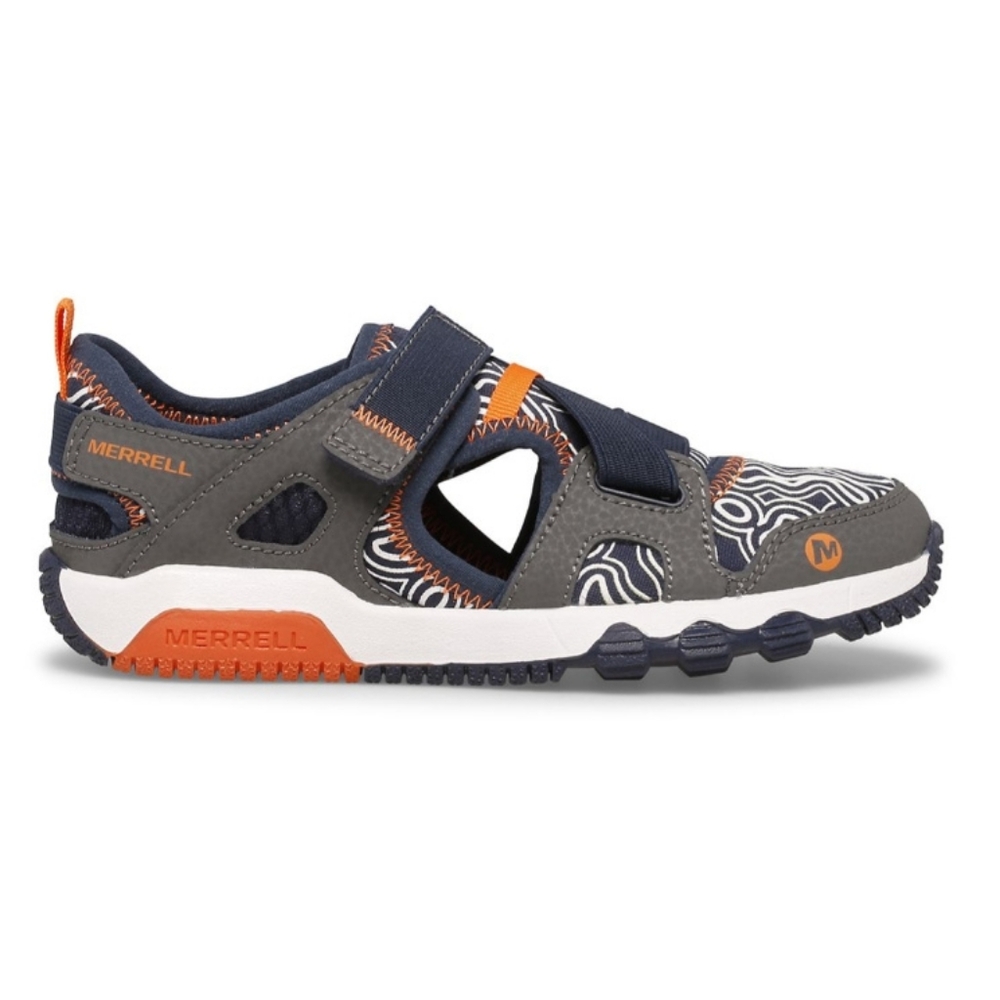 Merrell Hydro Free Roam Chroma Monarch Boys Sz 3 Shoes Gray Blue Sandal Sneaker